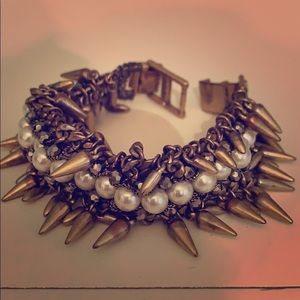 Stella and dot pearl and spike gold bracelet